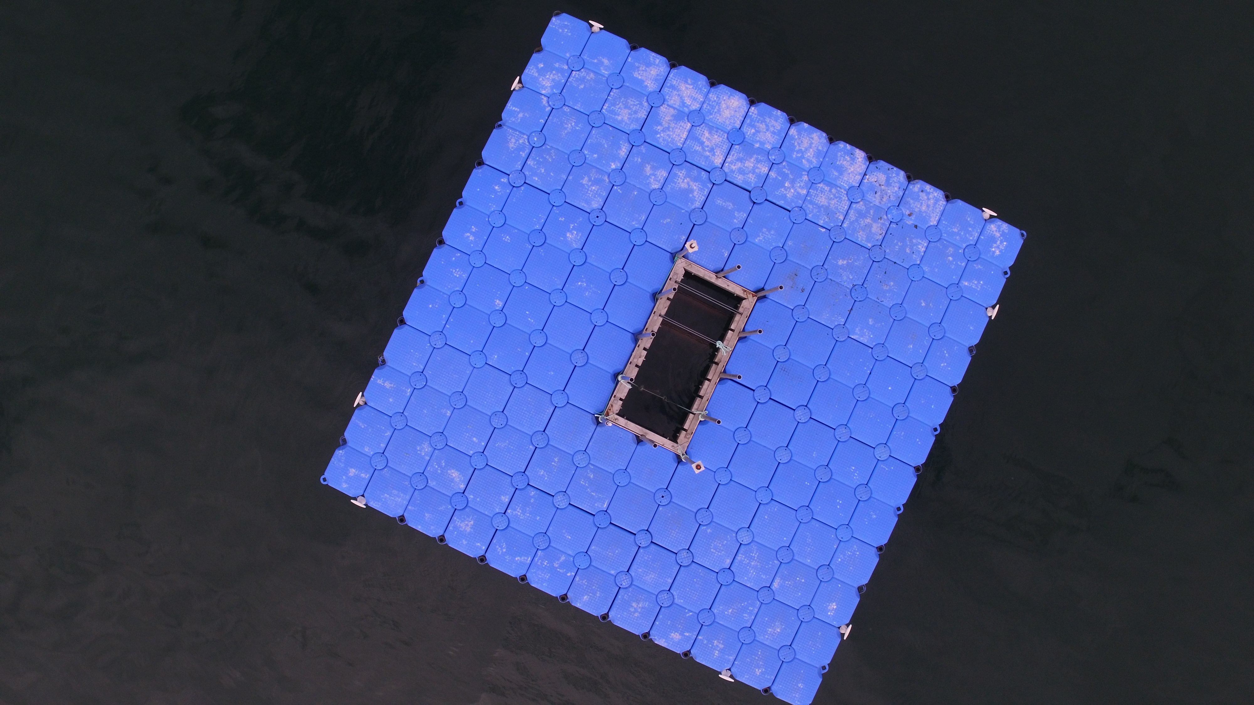 Laserbehandelte Proben im Praxistest: Auf der schwimmenden Plattform des Fraunhofer IFAM können Materialproben unter Realbedingungen getestet werden. (Foto: Fraunhofer IFAM)