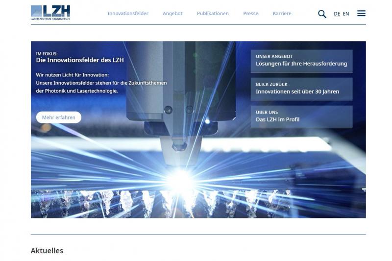 Screenshot der neuen LZH-Webseite.