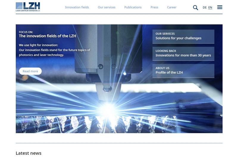 Screenshot of LZH webseite after redesign