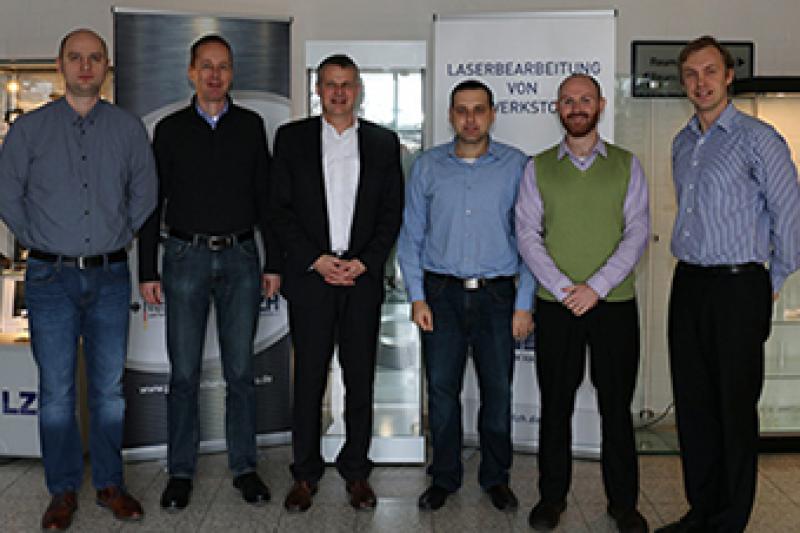 Figure 2: Dr. Viktor Schütz, Jürgen Koch, Prof. Dr.-Ing. Ludger Overmeyer, Ass. Prof. Amir Rosenthal, Daniel Aronovich, Dr. Oliver Suttmann (from left to right) during the kick-off meetings in February, 2016 at the LZH. (Photo: LZH)