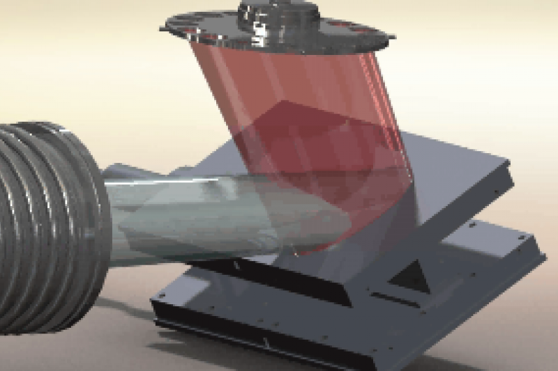 Figure 2: During ion beam sputtering, an ion beam source sends atoms from the coating material towards the substrate. The functional layers generated in this way are especially stable due to their high density. (Illustration: LZH)