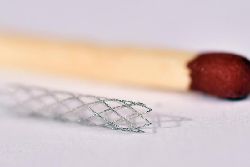Diese Stentstruktur aus medizinischem Edelstahl wurde im Mikrometermaßstab mittels Laser Powder Bed Fusion (LBPF) gefertigt. (Foto: LZH)
