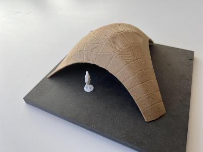 Modell eines Pavillions aus 3D-Druck mit Naturfasern