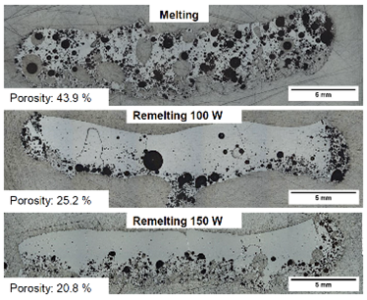 Drei Schliffbilder von Regolith im Vergleich.